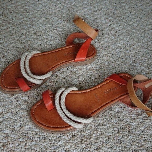 Ron White Saralie Braided Toe Strap Sandal In Orange & Brown size 9.5 - Picture 2 of 12